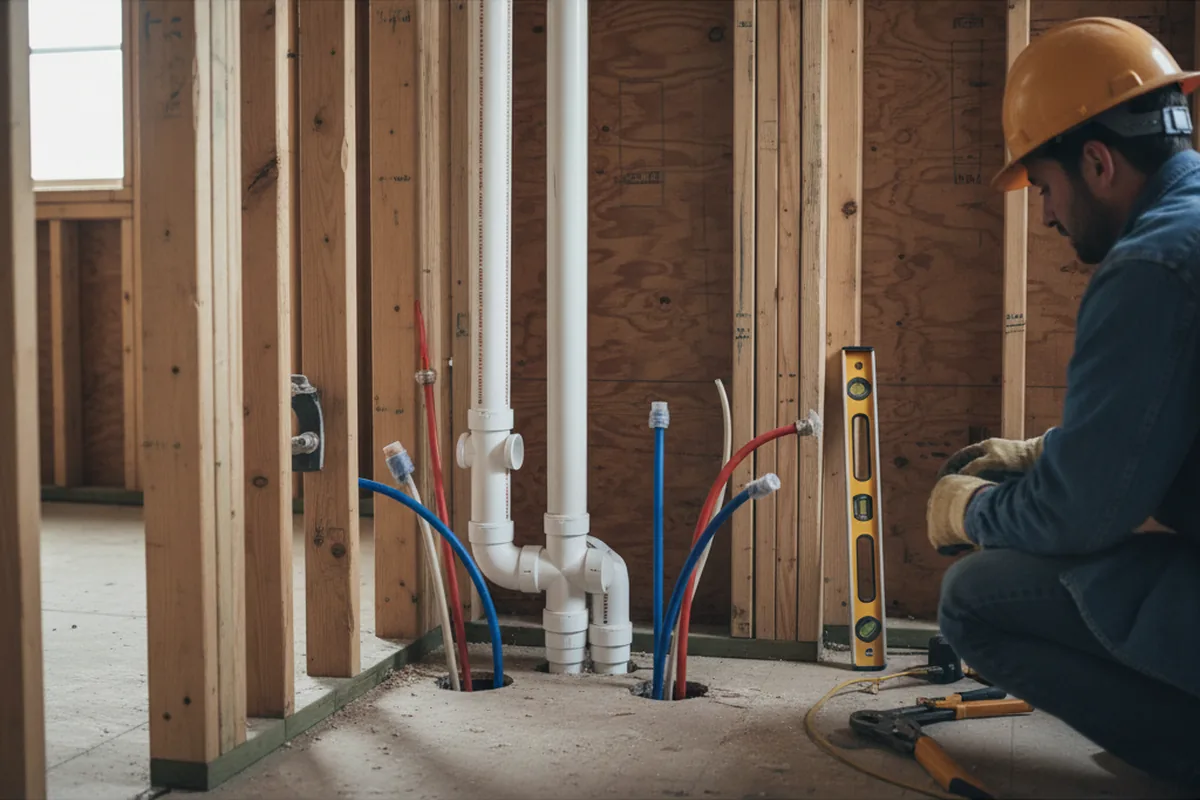 Drain and supply rough-in during Sump Pump Repair in Narberth